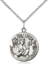 [0958SS/18SS] Sterling Silver Saint Thomas More Pendant on a 18 inch Sterling Silver Light Curb chain
