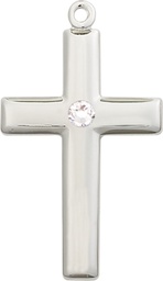 [2190SS-STN4] Sterling Silver Cross Medal with a 3mm Crystal Swarovski stone