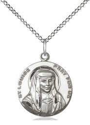 [1160SS/18SS] Sterling Silver Saint Louise Pendant on a 18 inch Sterling Silver Light Curb chain