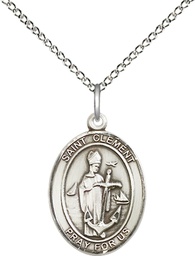 [8340SS/18SS] Sterling Silver Saint Clement Pendant on a 18 inch Sterling Silver Light Curb chain