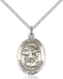 [1172SS/18SS] Sterling Silver Saint Michael Guardian Angel Pendant on a 18 inch Sterling Silver Light Curb chain
