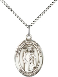 [8344SS/18SS] Sterling Silver Saint Thomas A Becket Pendant on a 18 inch Sterling Silver Light Curb chain