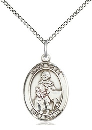 [8349SS/18SS] Sterling Silver Saint Giles Pendant on a 18 inch Sterling Silver Light Curb chain