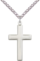 [2190SS/24SS] Sterling Silver Cross Pendant on a 24 inch Sterling Silver Heavy Curb chain