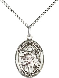 [8351SS/18SS] Sterling Silver Saint Januarius Pendant on a 18 inch Sterling Silver Light Curb chain