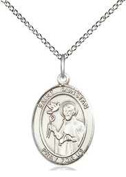 [8355SS/18SS] Sterling Silver Saint Dunstan Pendant on a 18 inch Sterling Silver Light Curb chain