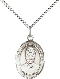 [8360SS/18SS] Sterling Silver Saint Josephine Bakhita Pendant on a 18 inch Sterling Silver Light Curb chain