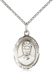 [8360SS/18SS] Sterling Silver Saint Josephine Bakhita Pendant on a 18 inch Sterling Silver Light Curb chain