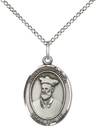 [8369SS/18SS] Sterling Silver Saint Philip Neri Pendant on a 18 inch Sterling Silver Light Curb chain