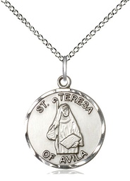 [1365SS/18SS] Sterling Silver Saint Theresa Pendant on a 18 inch Sterling Silver Light Curb chain