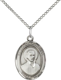 [8370SS/18SS] Sterling Silver Saint John Berchmans Pendant on a 18 inch Sterling Silver Light Curb chain