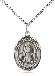 [8372SS/18SS] Sterling Silver Saint Juliana Pendant on a 18 inch Sterling Silver Light Curb chain