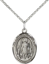 [8372SS/18SS] Sterling Silver Saint Juliana Pendant on a 18 inch Sterling Silver Light Curb chain