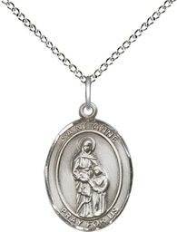 [8374SS/18SS] Sterling Silver Saint Anne Pendant on a 18 inch Sterling Silver Light Curb chain
