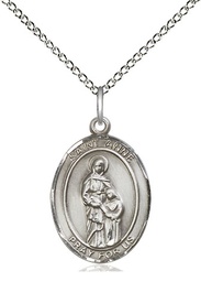 [8374SS/18SS] Sterling Silver Saint Anne Pendant on a 18 inch Sterling Silver Light Curb chain
