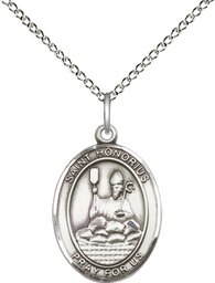 [8376SS/18SS] Sterling Silver Saint Honorius Pendant on a 18 inch Sterling Silver Light Curb chain
