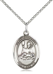 [8376SS/18SS] Sterling Silver Saint Honorius Pendant on a 18 inch Sterling Silver Light Curb chain