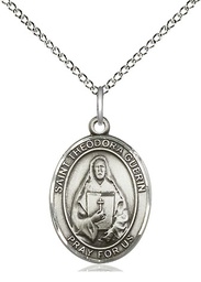 [8382SS/18SS] Sterling Silver Saint Theodora Pendant on a 18 inch Sterling Silver Light Curb chain