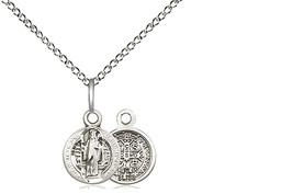 [2341SS/18SS] Sterling Silver Saint Benedict Pendant on a 18 inch Sterling Silver Light Curb chain