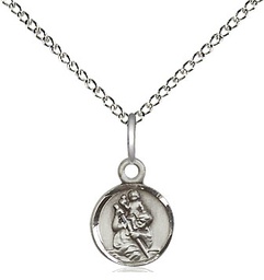[2343SS/18SS] Sterling Silver Saint Christopher Pendant on a 18 inch Sterling Silver Light Curb chain