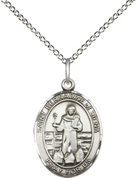 [8387SS/18SS] Sterling Silver Saint Bernadine of Sienna Pendant on a 18 inch Sterling Silver Light Curb chain