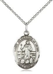 [8387SS/18SS] Sterling Silver Saint Bernadine of Sienna Pendant on a 18 inch Sterling Silver Light Curb chain