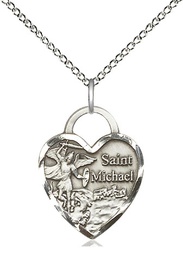 [3203SS/18SS] Sterling Silver Saint Michael the Archangel Pendant on a 18 inch Sterling Silver Light Curb chain