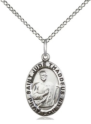 [3983SS/18SS] Sterling Silver Saint Jude Pendant on a 18 inch Sterling Silver Light Curb chain
