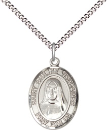 [8391SS/18S] Sterling Silver Saint Pauline Visintainer Pendant on a 18 inch Light Rhodium Light Curb chain
