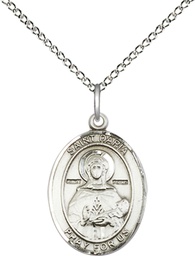 [8396SS/18SS] Sterling Silver Saint Daria Pendant on a 18 inch Sterling Silver Light Curb chain