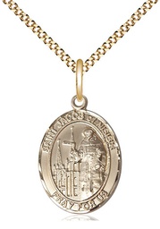 [8392GF/18G] 14kt Gold Filled Saint Jacob of Nisibis Pendant on a 18 inch Gold Plate Light Curb chain