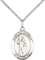 [8399SS/18SS] Sterling Silver Saint Columbkille Pendant on a 18 inch Sterling Silver Light Curb chain
