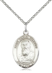 [8400SS/18SS] Sterling Silver Saint Daniel Comboni Pendant on a 18 inch Sterling Silver Light Curb chain