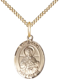 [8396GF/18G] 14kt Gold Filled Saint Daria Pendant on a 18 inch Gold Plate Light Curb chain