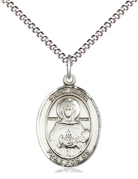 [8396SS/18S] Sterling Silver Saint Daria Pendant on a 18 inch Light Rhodium Light Curb chain