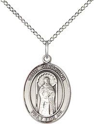 [8405SS/18SS] Sterling Silver Saint Seraphina Pendant on a 18 inch Sterling Silver Light Curb chain