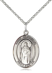 [8405SS/18SS] Sterling Silver Saint Seraphina Pendant on a 18 inch Sterling Silver Light Curb chain