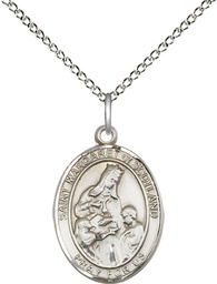 [8407SS/18SS] Sterling Silver Saint Margaret of Scotland Pendant on a 18 inch Sterling Silver Light Curb chain
