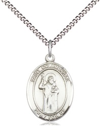 [8399SS/18S] Sterling Silver Saint Columbkille Pendant on a 18 inch Light Rhodium Light Curb chain