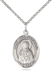 [8411SS/18SS] Sterling Silver Saint Lydia Purpuraria Pendant on a 18 inch Sterling Silver Light Curb chain