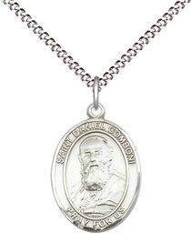 [8400SS/18S] Sterling Silver Saint Daniel Comboni Pendant on a 18 inch Light Rhodium Light Curb chain