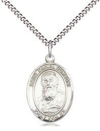 [8400SS/18S] Sterling Silver Saint Daniel Comboni Pendant on a 18 inch Light Rhodium Light Curb chain