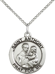 [4052SS/18SS] Sterling Silver Saint Anthony of Padua Pendant on a 18 inch Sterling Silver Light Curb chain