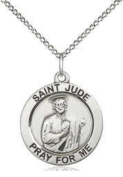 [4054SS/18SS] Sterling Silver Saint Jude Pendant on a 18 inch Sterling Silver Light Curb chain