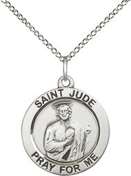[4054SS/18SS] Sterling Silver Saint Jude Pendant on a 18 inch Sterling Silver Light Curb chain