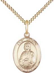 [8404GF/18G] 14kt Gold Filled Saint Gerald Pendant on a 18 inch Gold Plate Light Curb chain