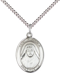 [8406SS/18S] Sterling Silver Saint Alphonsa Pendant on a 18 inch Light Rhodium Light Curb chain