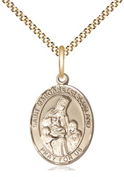 [8407GF/18G] 14kt Gold Filled Saint Margaret of Scotland Pendant on a 18 inch Gold Plate Light Curb chain