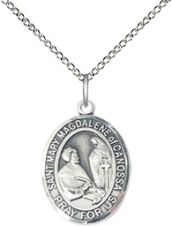 [8429SS/18SS] Sterling Silver Saint Mary Magdalene of Canossa Pendant on a 18 inch Sterling Silver Light Curb chain