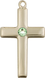 [2195GF-STN8] 14kt Gold Filled Cross Medal with a 3mm Peridot Swarovski stone
